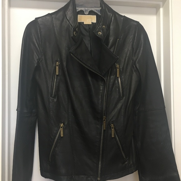 Michael Kors Black Genuine Leather Moto Jacket - Picture 2 of 11